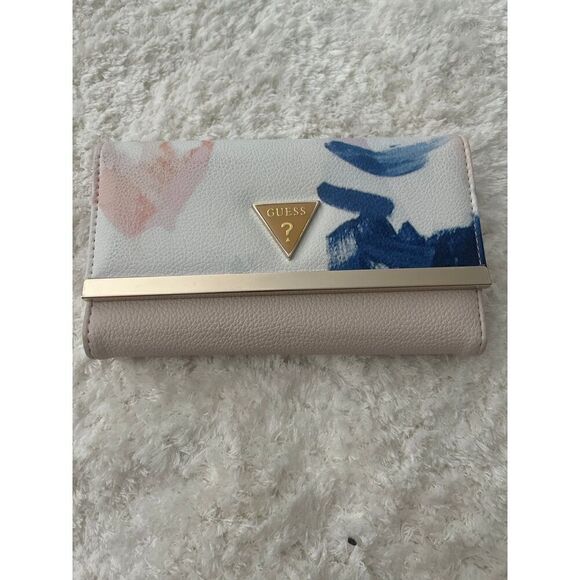 Guess Blush Pink Water color Brush Strokes Long Wallet - Picture 1 of 3